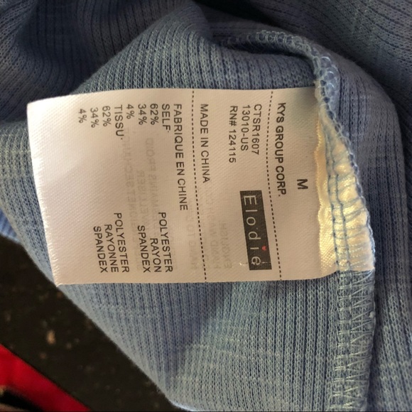 Elodie Bright Sky Blue Trendy Summer top Accent buttons Medium - Picture 4 of 7